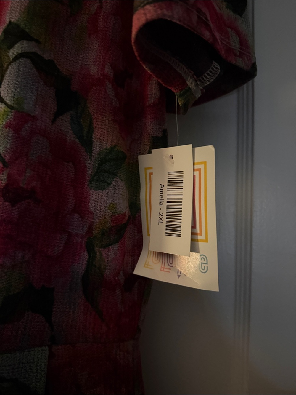 LuLaRoe Pink Floral Midi Dress with Green Leaves - Picture 2 of 6
